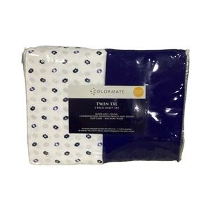 Colormate Twin XL Sheet Sets (2) Sears Brand Blue White Unisex